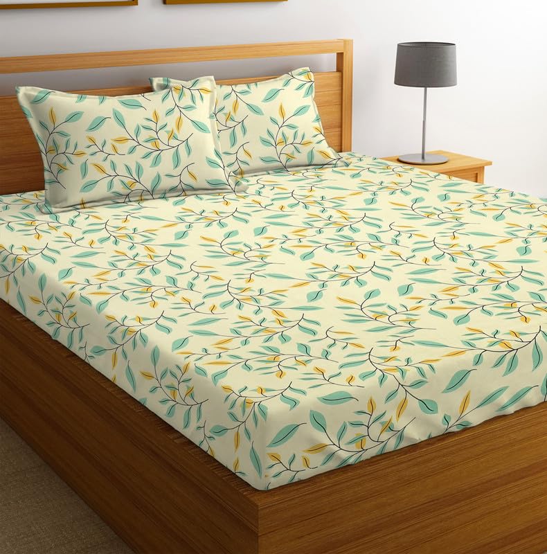 Double Bedsheets With 2 King Size Pillow Covers - 90 X 90 Inches, Cream | Double Bed Breathable | Wrinkle Free & Ultra Soft 180 Thread Count Super Soft