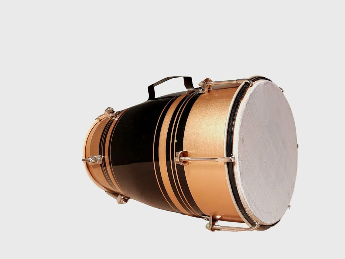 Musical Instrument Baby Dholak Drum Nuts & Bolt - Brown | Perfectly Symmetric Round Dholak - Dholak For Festival, Wedding, Satsang | Very Easy To Tune