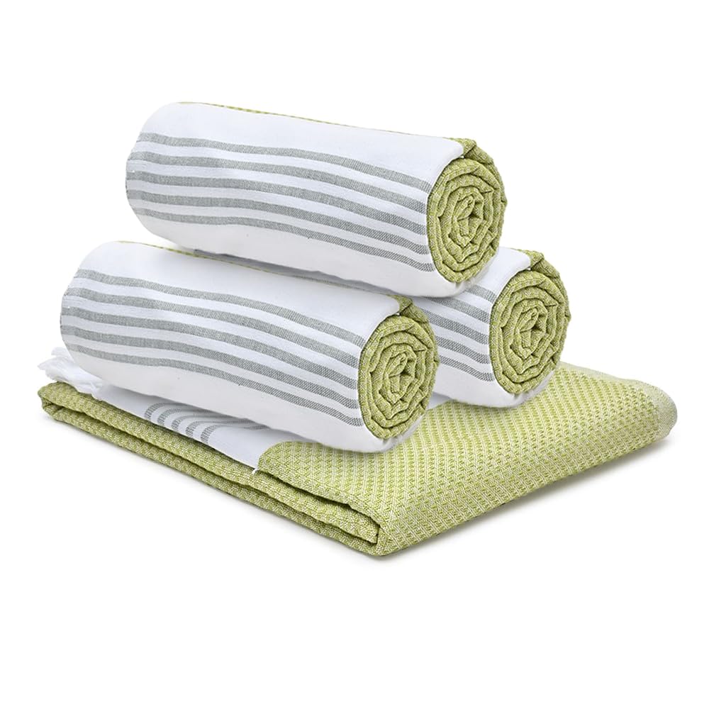 The Better Home Cotton Large Size Bath Towel 1200 Gsm | Soft Towel For Men Women Anti-Odour High Absorbency Quick Dry Towel (Green) - 4 Pcs