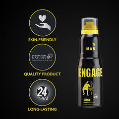 Engage Urge Deodorant For Men | Citrus And Woody, Skin Friendly Fragrance 150ml 5 Fl.oz.