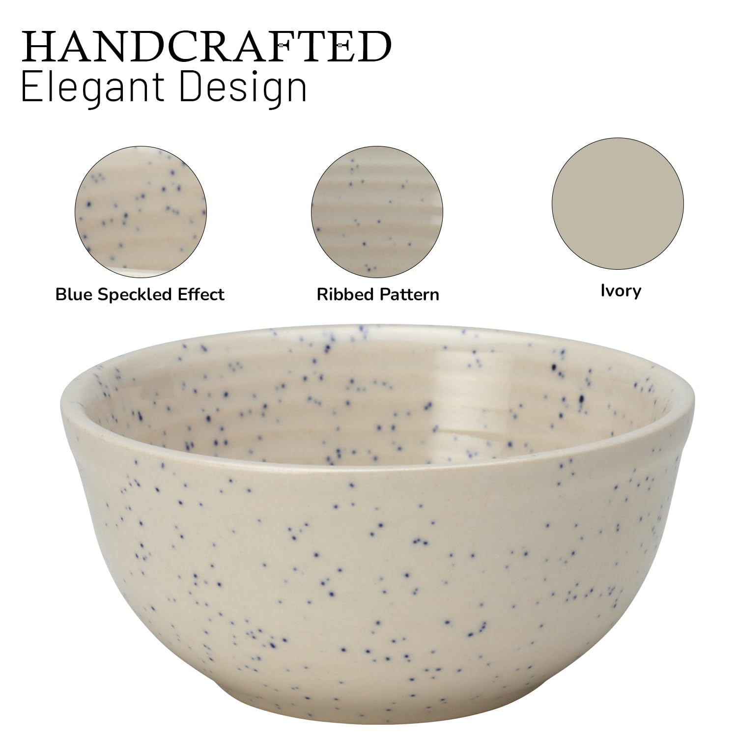 Hand Glazed Ceramic Serving Small Bowl Set Of 4 - 180ml Each, Ivory White | Microwave & Dishware Safe - Serving Katori Set, Mixing Bowl For Snacks