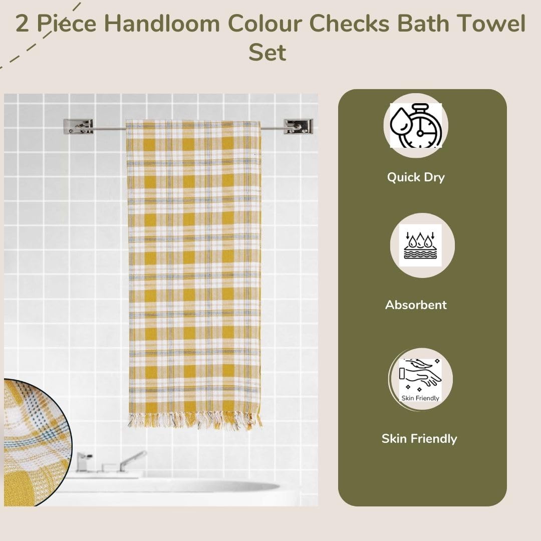 Pyaro Premium Bath Towel 600 Gsm | Soft Cotton Handloom Bath Towels Large Size For Men & Women Light Weight & Quick Dry Towel (Pack Of 2)
