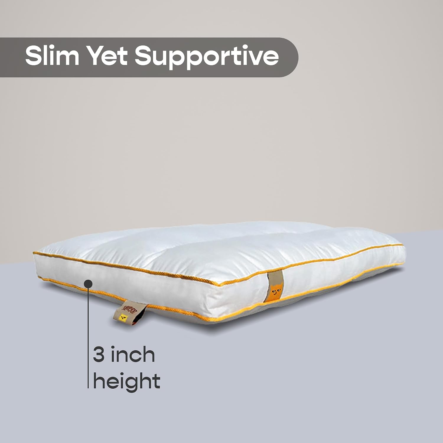Slim Pillow With Microfiber Pillow, Designed For Neck & Spine Alignment, White, Standard Size - 26x16 Inches | Ideal For Minimal Elevation, Bed Pillow, Machine Washable - Pack Of 2