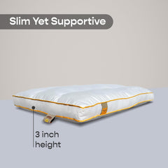 Slim Pillow With Microfiber Pillow, Designed For Neck & Spine Alignment, White, Standard Size - 26x16 Inches | Ideal For Minimal Elevation, Bed Pillow, Machine Washable - Pack Of 2