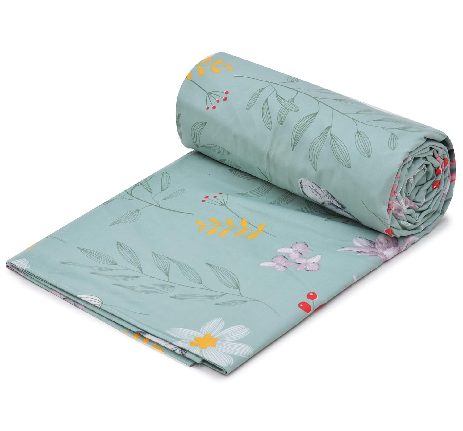 Flat Single Bedsheet With 1 Pillow Cover & Single Comforter - 60 X 90 Inches, Mint Green | Soft & Durable For Everyday Use - All Season Comfort
