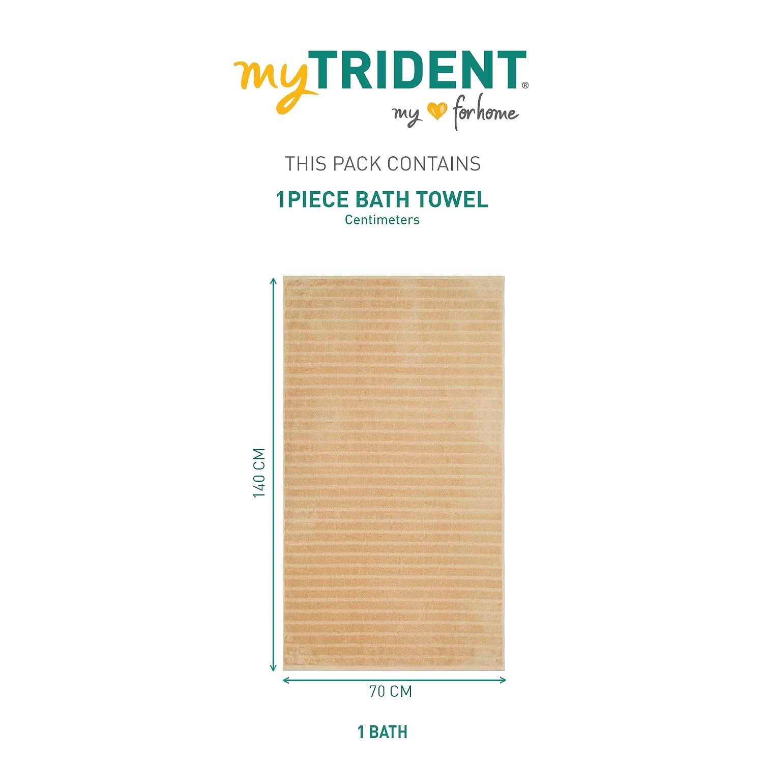 Mytrident Quick Dry 100% Cotton Bath Towel 450 Gsm (Beige) - 1 Pcs
