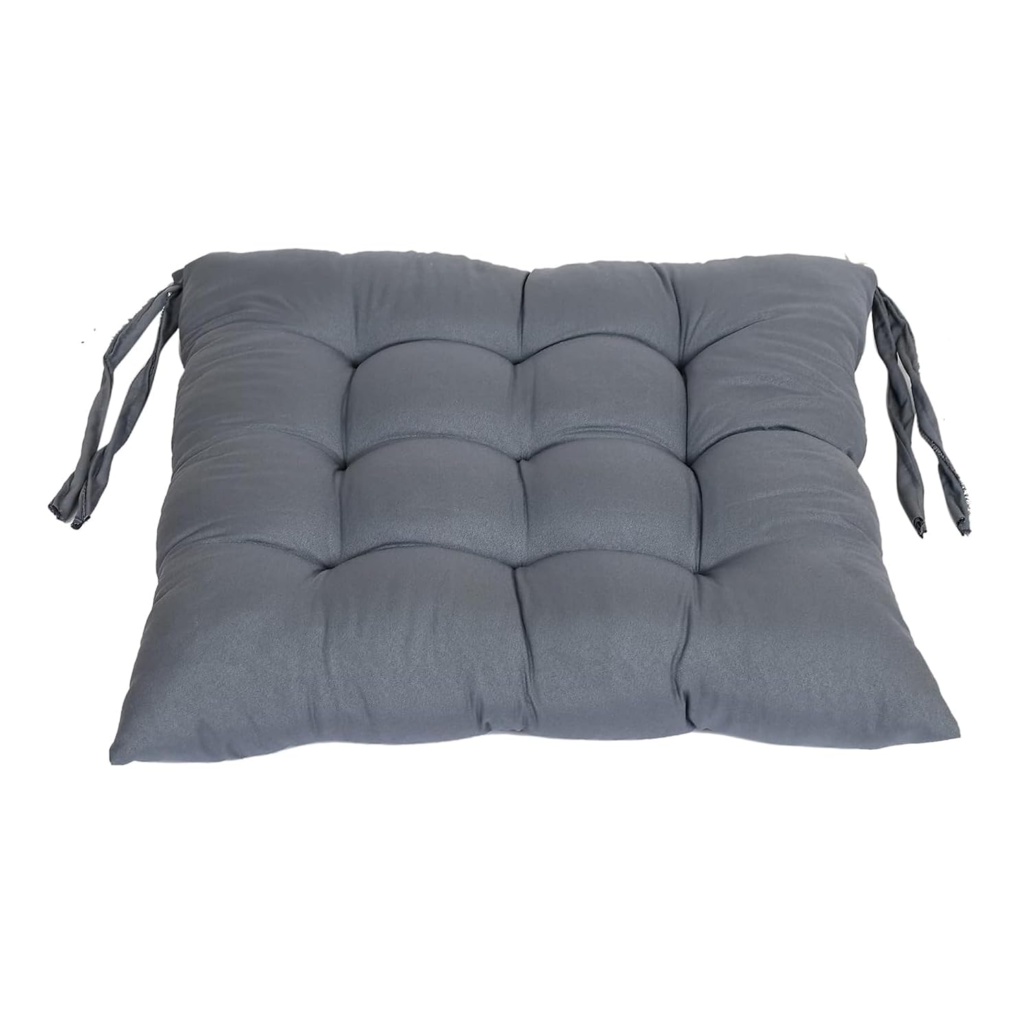 Chair Cushion Pad, Soft & Comfortable Sitting, Chair Pad - Grey | Microfiber Square Chair Pad With Ties | Chair Seat Cushion For Office, Home | Furniture Cushion, Washable - Pack Of 6