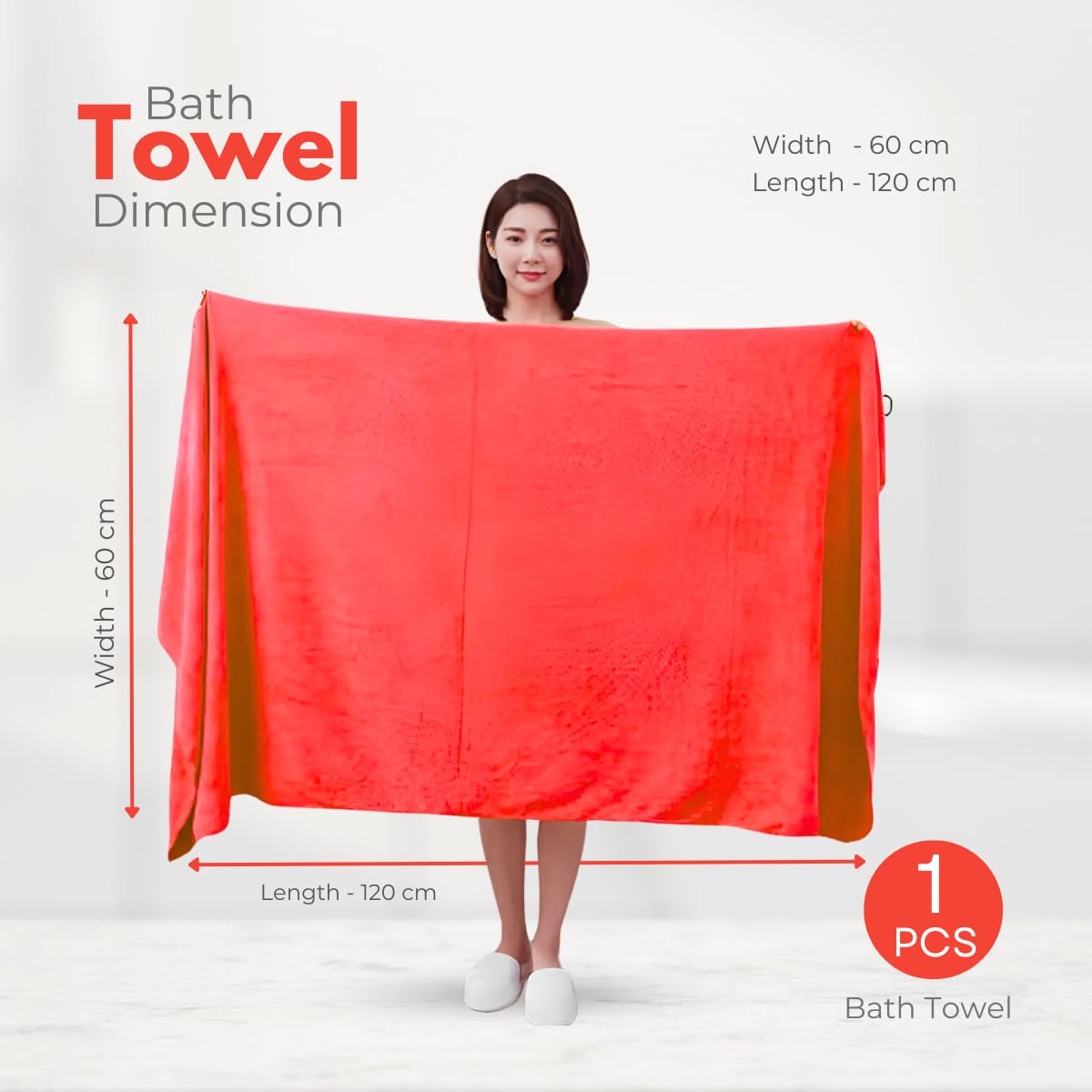 Black Gold The Finer Touch Premium Microfiber Bath Towels 1600 Gsm | Lightweight Ultra-Soft Fade Resistant (Red) - 4 Pcs