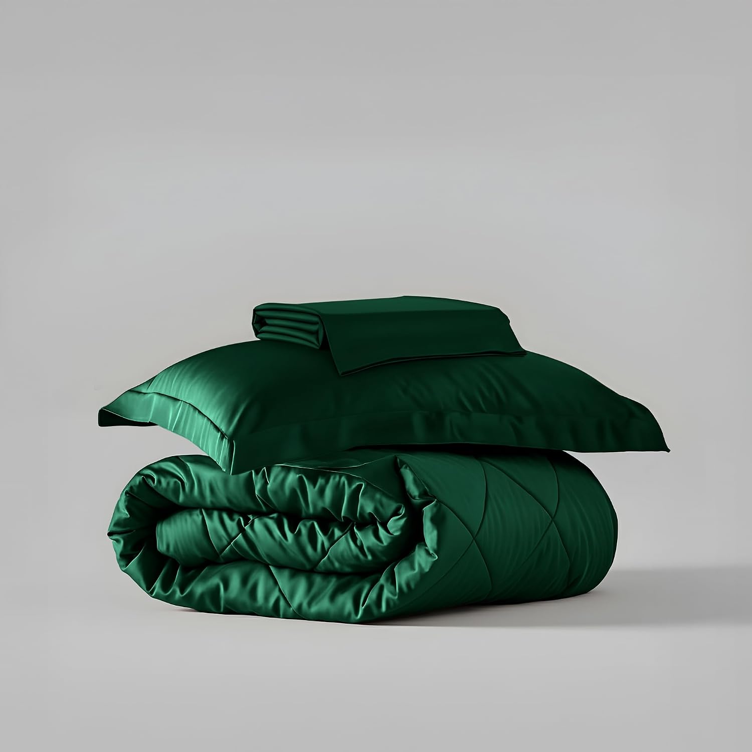 Single Bedsheet + Comforter With 1 Pillow Covers - 60 X 90 Inches, Emerald Green | Ideal For Gift Special Occasions | Perfect Romantic Bedsheet For Couples