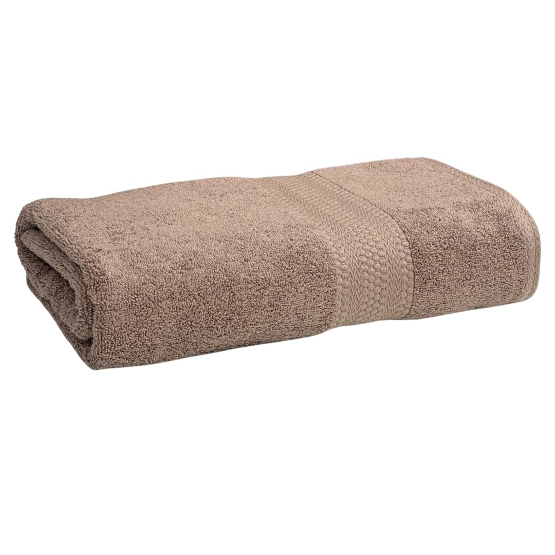 Stamio Cotton Bath Towel 600 Gsm | Two Ply Combed, Extra Soft & Absorbent Large Full Size Towels For Bathing, Home, Sports, Salon, Hotel Use (Brown)