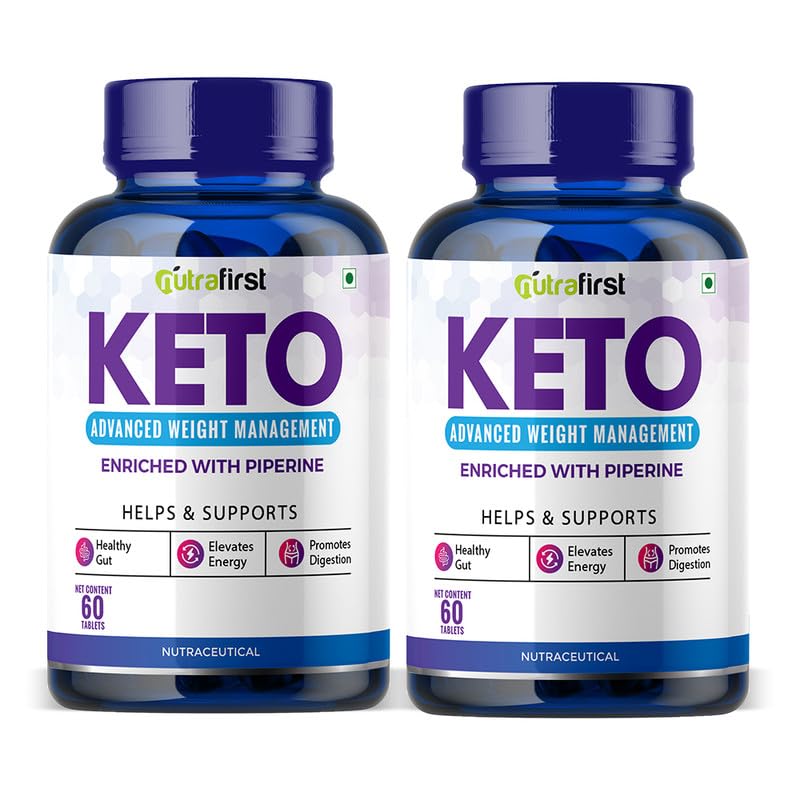 Nutrafirst Keto Advanced Tablets For Men & Women With Garcinia Cambogia & Green Coffee Extract, Gluten - Free, Loss For Weight Management, Energy Boost | 60 Tablets 100gm 0.2lbs Each Pack Of 2