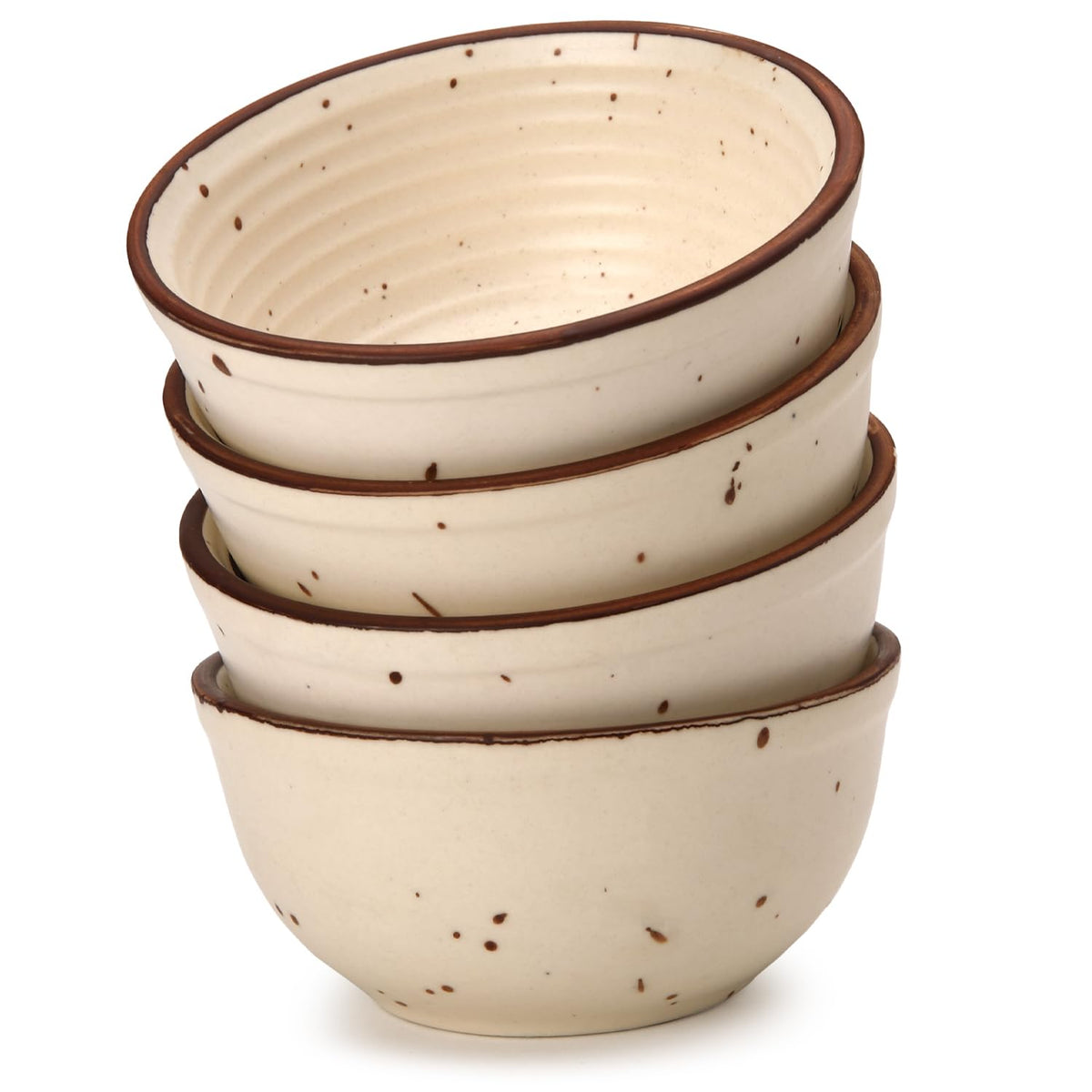 Hand Glazed Ceramic Serving Small Bowl Set Of 4 - 180ml Each, Beige | Microwave & Dishware Safe - Serving Katori Set