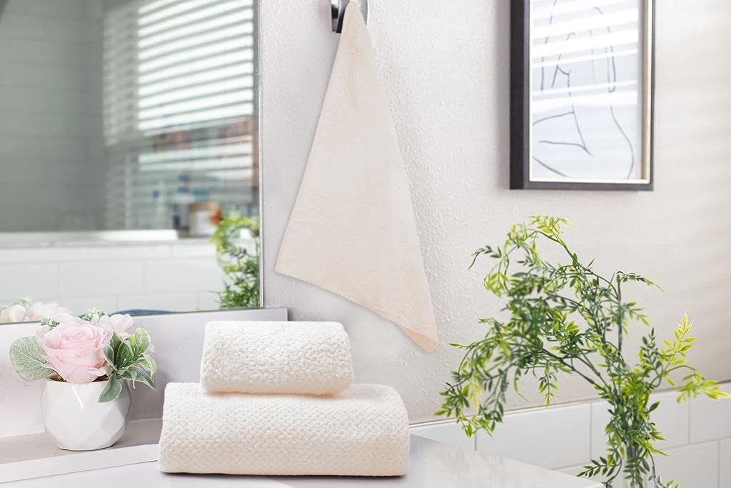 Homecloud Ultra Soft Bath & Face Towel Set 300 Gsm | 3x Softer Than Cotton Towels | Highly Absorbent & Ultra Fast Dry | Set Of 2 (White)