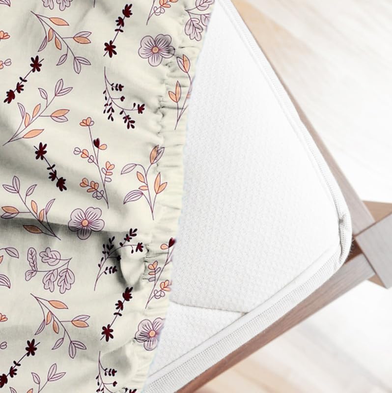 Elastic Fitted Bedsheets With 2 Pillow Covers - Size-78 X72+10 Inches, Off White | King Size Bed With All Around Elastic 220 TC Super Soft