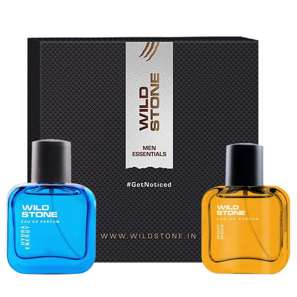 Wild Stone Hydra Energy & Night Rider  Mens Perfume 60ml 2.0 Fl.oz. Pack Of 2 | Long Lasting Perfume Gift Hamper