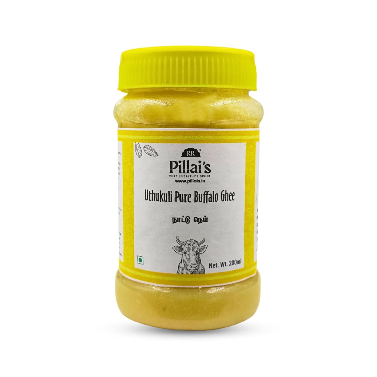Organic Natural A1 Uthukuli Pure Buffalo Ghee By RR Pillai'S | Rich In Vitamin A, D, E & K Healthy Desi Ghee Perfect For Desserts | (200ml) 6.7 Ounce | Jar Pack