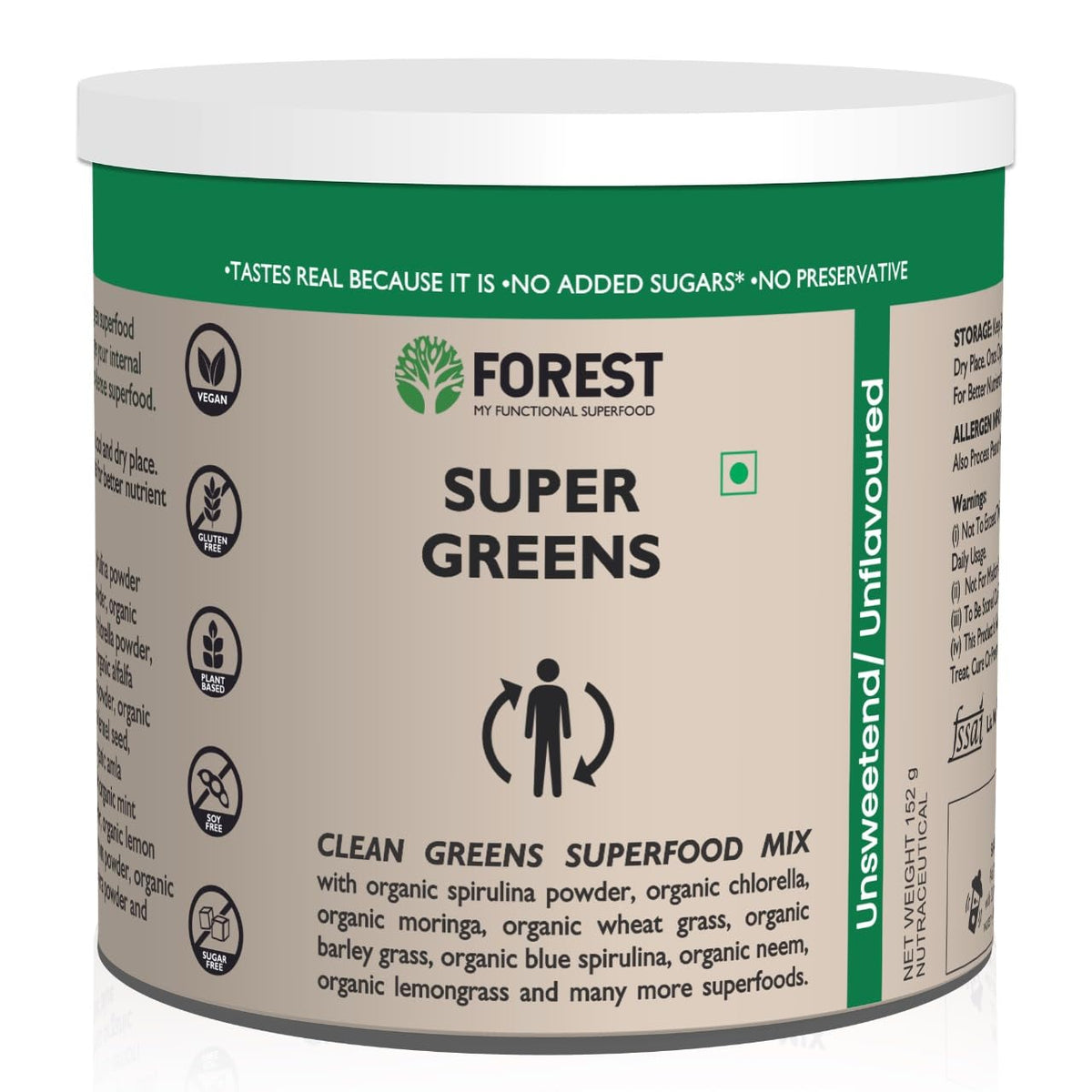 Forest Super Greens Energy, Immunity Booster Formula With Daily Detox Supercharge, Your Metabolism With 18+ Superfoods, Antioxidant, Natural Digestive Enzyme & Prebiotics | 152gm 0.3lbs