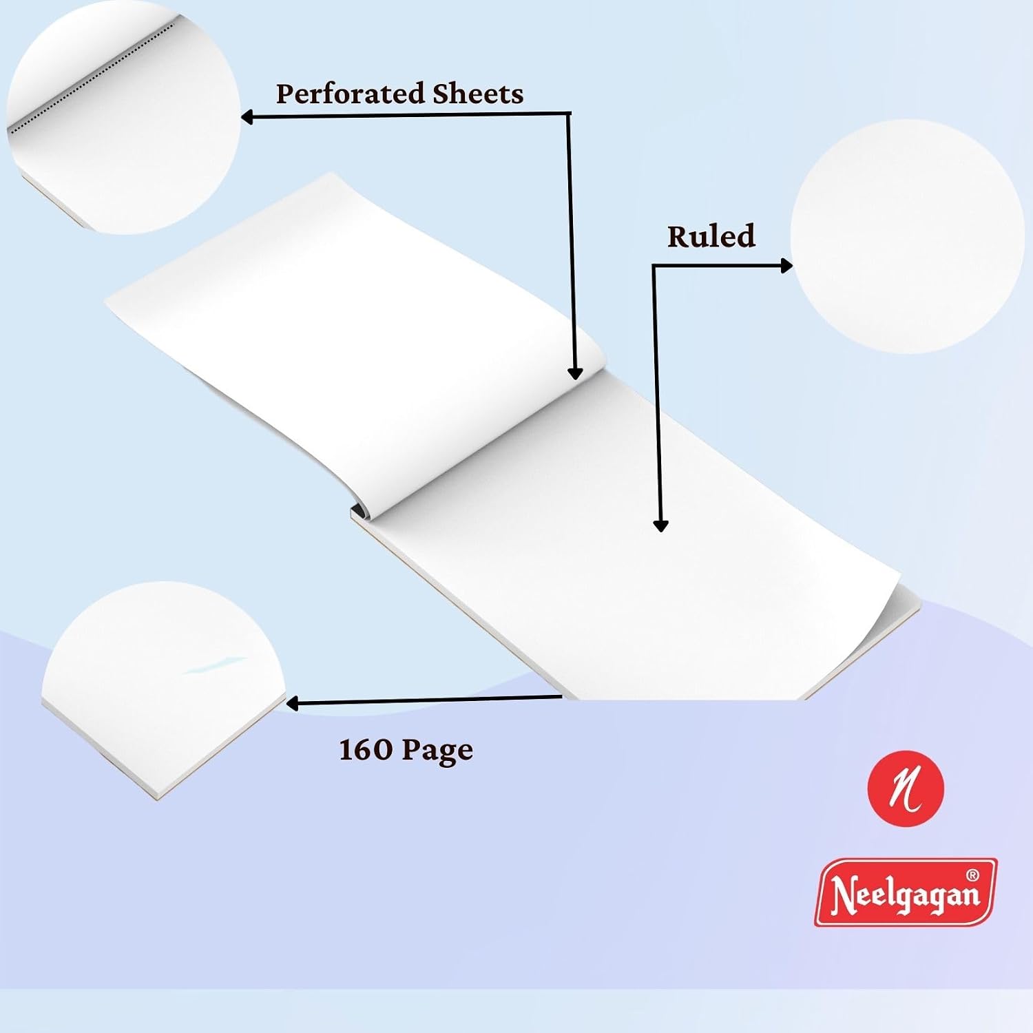 Slip Pad No.44, Plain With 80 Sheet 160 Pages, Portable Design, Easy To Carry, Pack Of 5