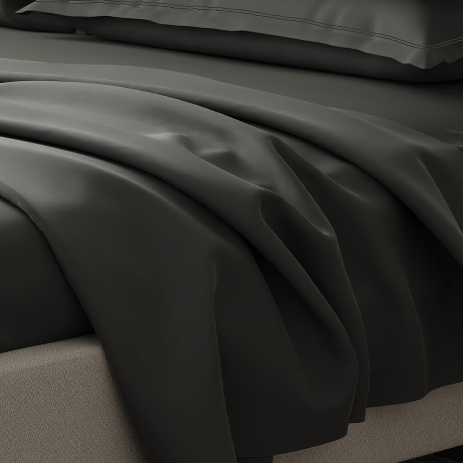 100% Cotton Plain Bedsheet Set With 4 Pillow Covers - 108 X 108 Inches, Grey | 300 Thread Count - Gift For Weddings Or Anniversary King Size Bedsheet