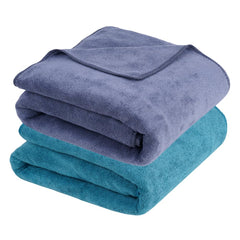 Fezora Microfiber Bath Towel 400 Gsm | For Men & Women Soft & Absorbent Weft Knitting Towels | Quick Dry Large Size Towel (Dark Grey & Dark Blue) - 2 Piece