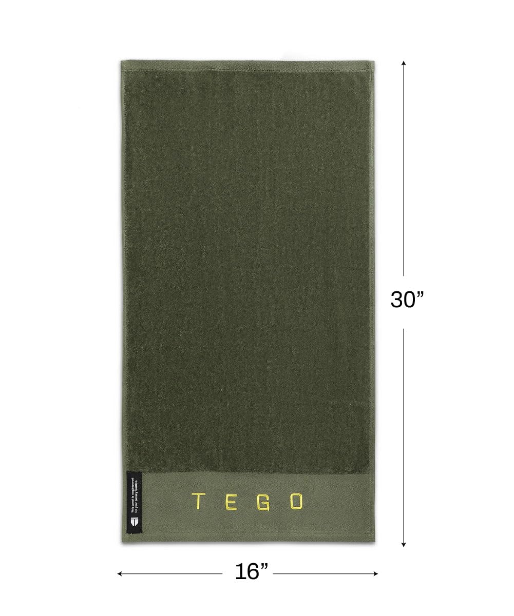Tego Cotton Performance Sports Towel 100 Gsm - Gym, Work Out, Fitness Towel (Camo Green)