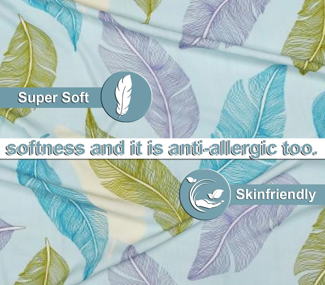 Soft Cotton King Size Bedsheet For Double Bed With 2 Large Size Pillow Covers | 108 X 108 Inches, White & Blue - Ultra Soft, Breathable, Softness | All Season, Summer, Winter