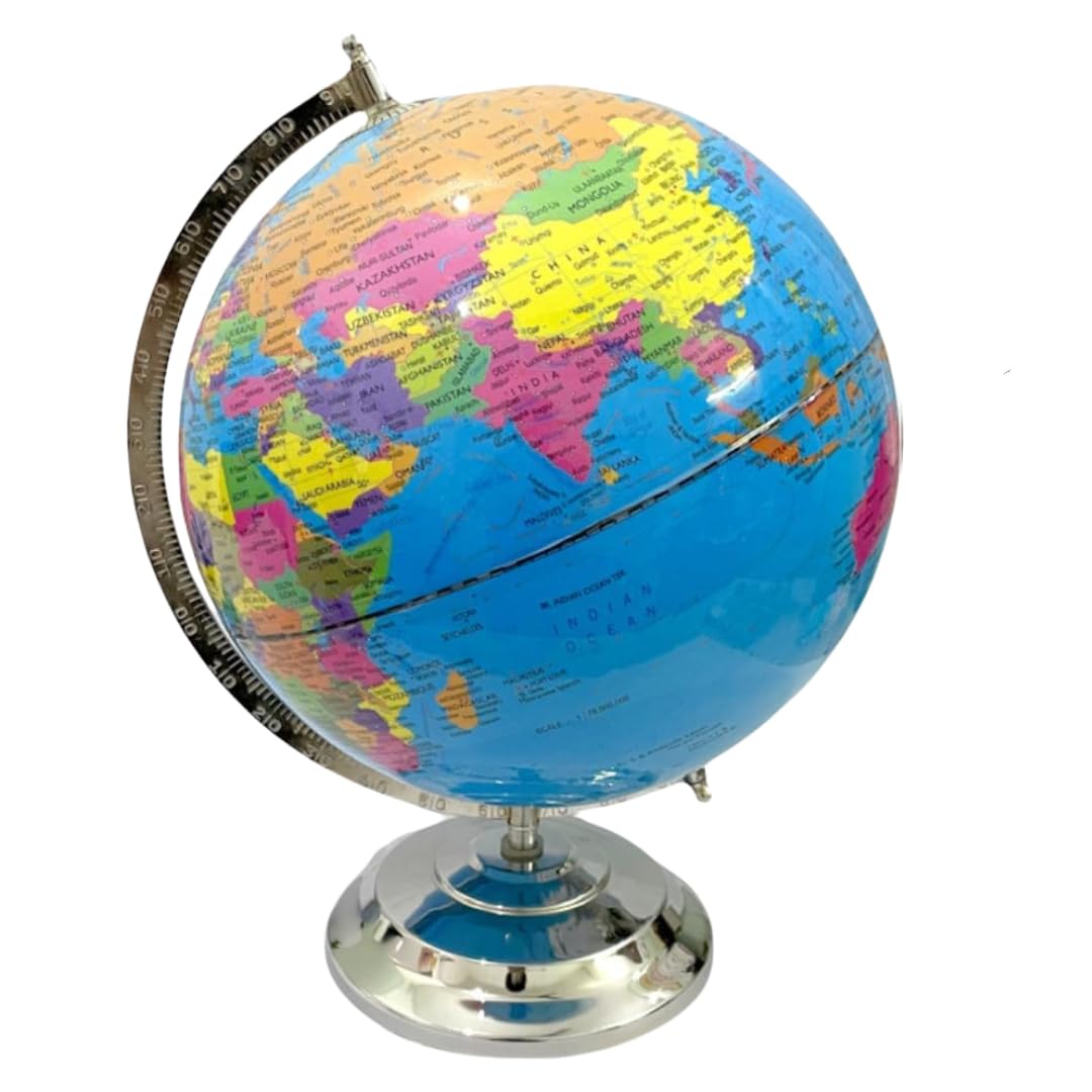 Decorative Globe - Political Globe For Home Decor Or Office Desk Accessory, Painted Iron Arc & Base, Showpiece For Living Room (Educational) Pack Of 1