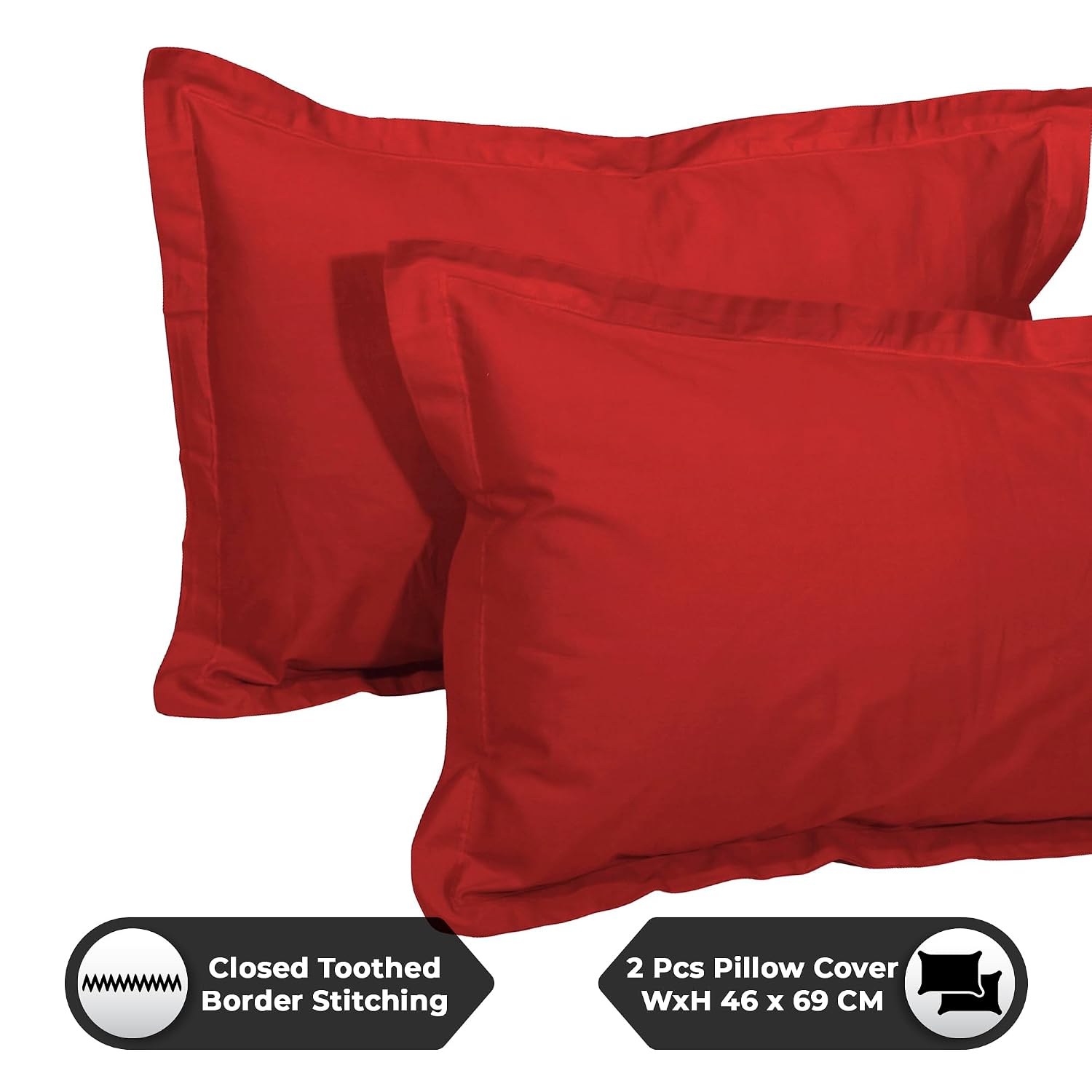 Plain Bedsheet For King Size With Two Matching Pillow Covers - 108 X 108 Inches, Ruby Red | Double Bed Breathable & Wrinkle Free | Ultra Soft 240 TC Super Soft