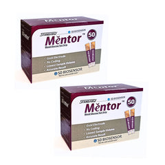 Standard Mentor Blood Glucose Test Strips - Pack Of 2X 50 Strips | Blood Glucose Monitoring Strips - No Coding