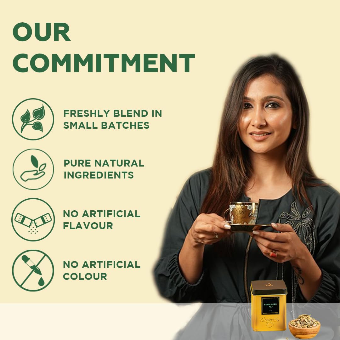Chayam Fenugreek Tea - 100gm Tin, 3.5 Ounce | Herbal Tea Blended With Fennel, Fenugreek, Cumin, Ajwain, Licorice - Digestive & Relaxing Blend | Caffeine Free - Nursing Mother's Tea