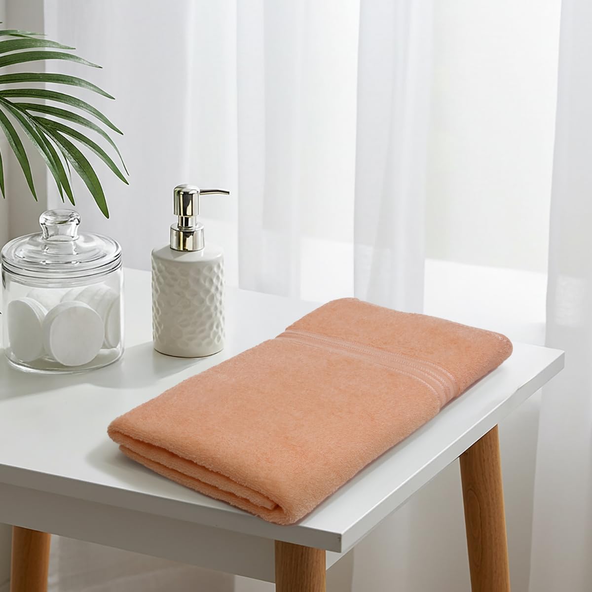 Liberty Towels Soft Cotton Large Size Hand & Face Towels 400 Gsm | Quick Dry Sweat & Workout Towels For Men & Women (Peach & Green) - Pack Of 2