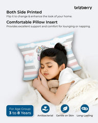 Kids Pillow Cushion With Super Soft Fabric, Animal & Cartoon Prints - 12x18 Inches | Dual Sided Design, Durable & Easy Care | Large & Versatile, Multi-Purpose, Made In India - Design 19