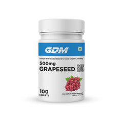 Gdm Grape Seed 500mg Antioxidant Supplement, Boost Health, Vitality, Immunity Booster, Healthy Skin & Bones For Men & Women |100 Veg Tablets 100gm 0.2lbs