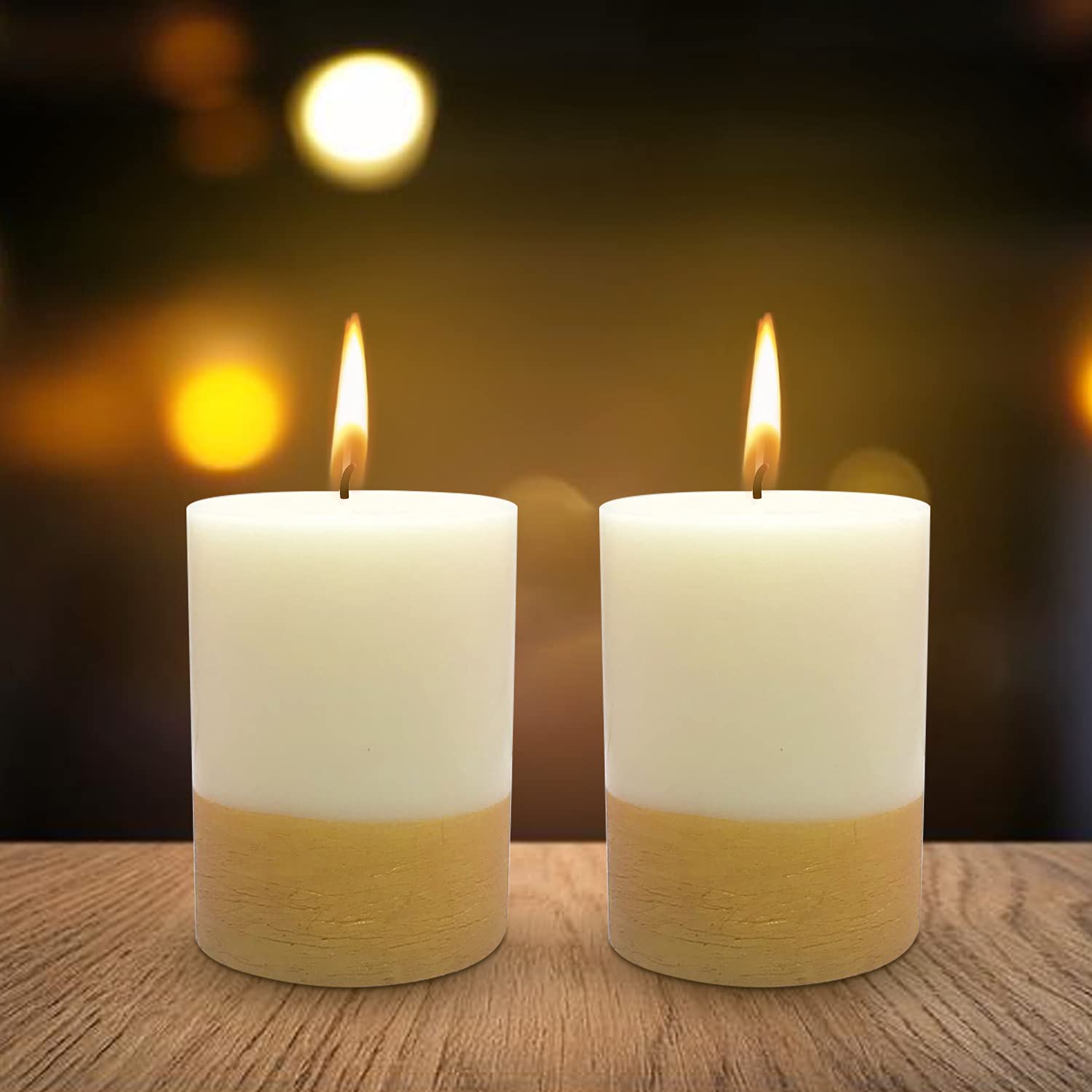 GOLD FINISH FRAGRANCE CANDLES 4 INCH DECOR CANDLES | BURNING TIME 60 HOURS