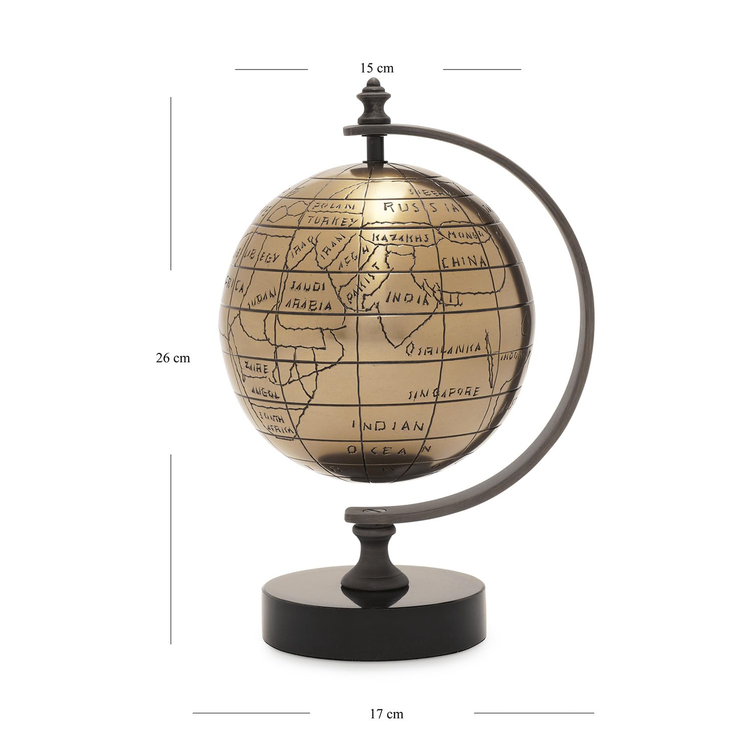 Gold Decorative Globe With Stand - Small For Home Decor, Statue Table Decor, Living Room Decor, Multifunctional Home Decor, Pack Of 1
