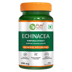 Pure Nutrition Echinacea Capsules Antioxidant, Immune Booster, Anti - Inflammatory, Enhances The Body’s Natural Defense Mechanisms | 60 Veg Capsules 100gm 0.2lbs