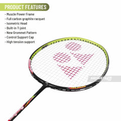 Yonex MUSCLE POWER 55 LIGHT, Badminton Racquet, Colour - Green, Grip Size - G4, Material - Titanium Mesh