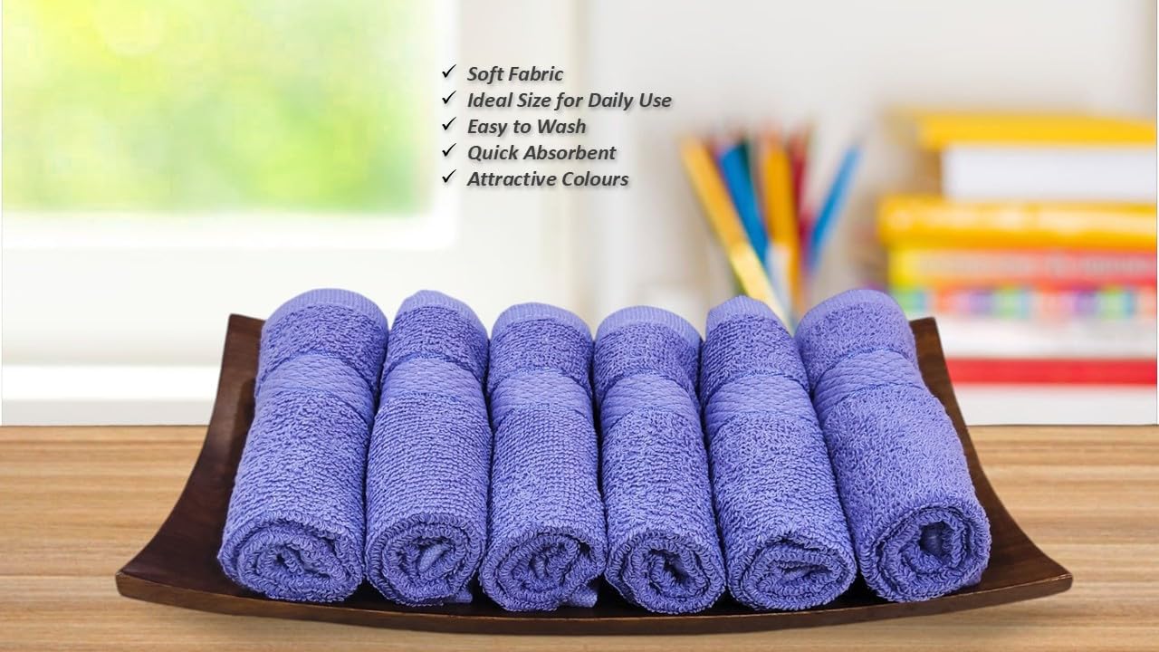 Caslino Small Cotton Face Towels 2000 Gsm | Soft & Absorbent Towel For Women & Men - Blue (Set Of 24)