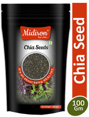 Midiron Raw Chia Seed For Weight Management Chia Whole Seeds For Weight Loss With Omega 3, Protein & Fiber, Natural Chia Seed Edible, Diet Snacks, Immunity Booster | 100gm 0.2lbs Each Pack Of 2