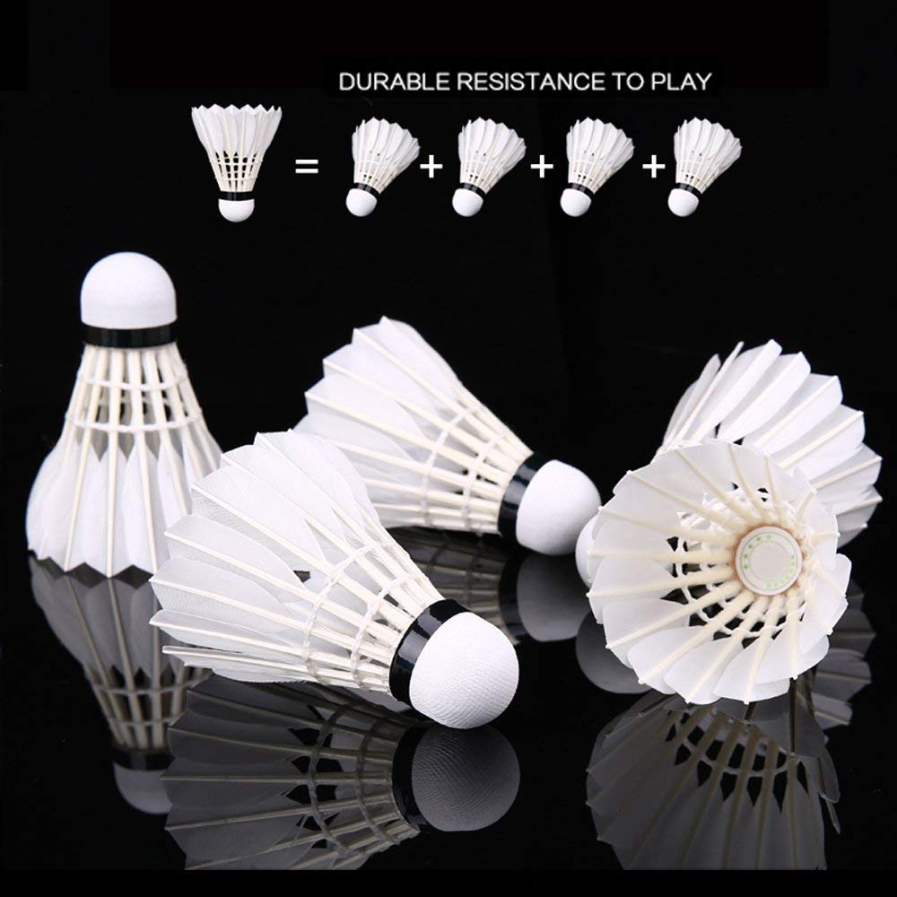 Zhenan Advanced Goose Feather Badminton Shuttlecocks With Great Stability And Durability , Hight Speed Training Badminton Birdies | White , Pack 12