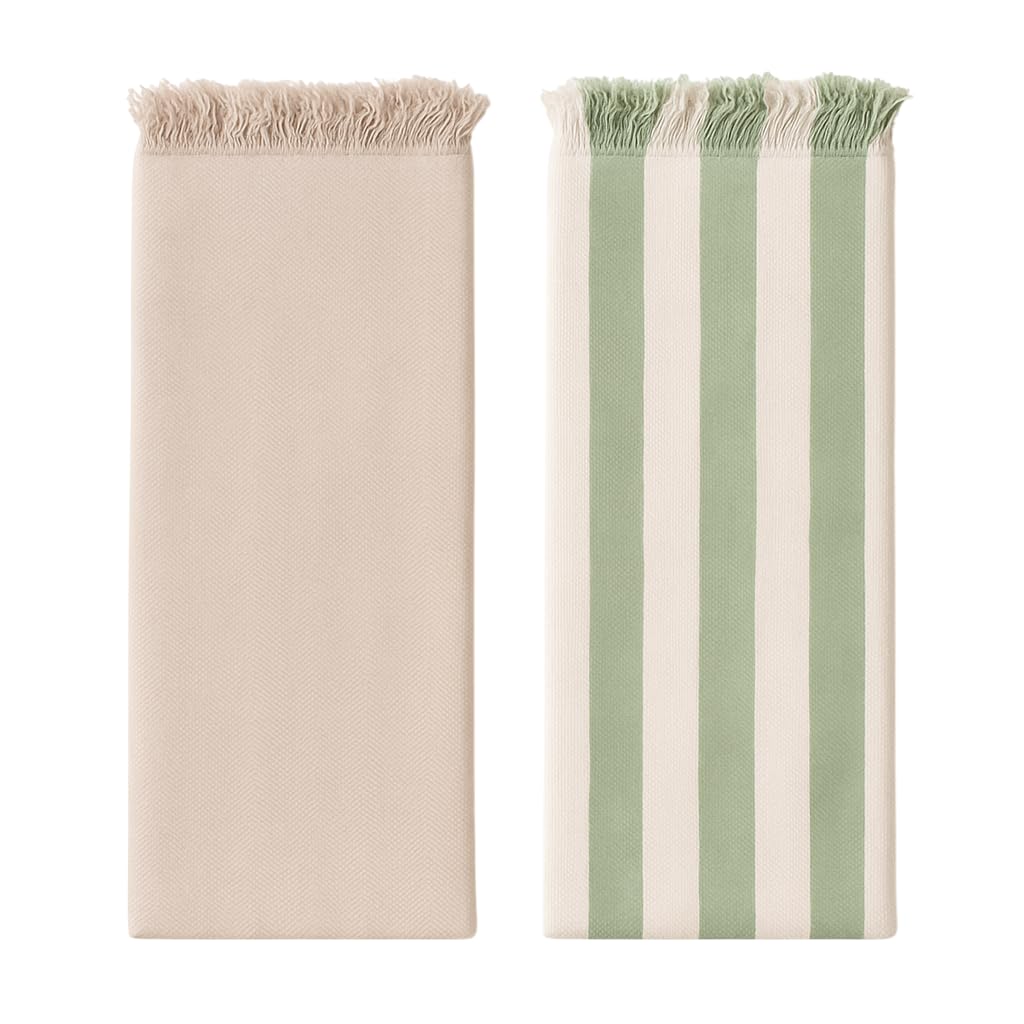 Ehlor Premium Bamboo Towel | Ultra-Light & Quick Dry | Antibacterial & Odor-Free | Eco-Friendly Bath Towel For Travel, Gym & Daily Use | Brown & Green Strpes (Pack Of 2)