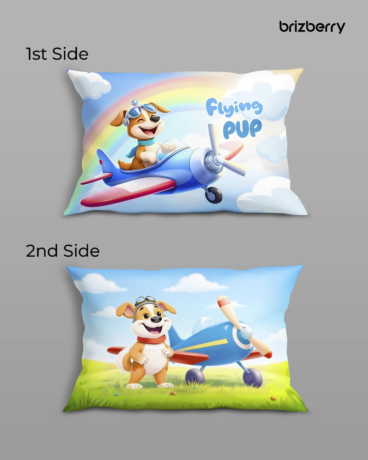 Kids Pillow Cushion With Super Soft Fabric, Animal & Cartoon Prints - 12x18 Inches | Dual Sided Design, Durable & Easy Care | Large & Versatile, Multi-Purpose, Made In India - Design 28