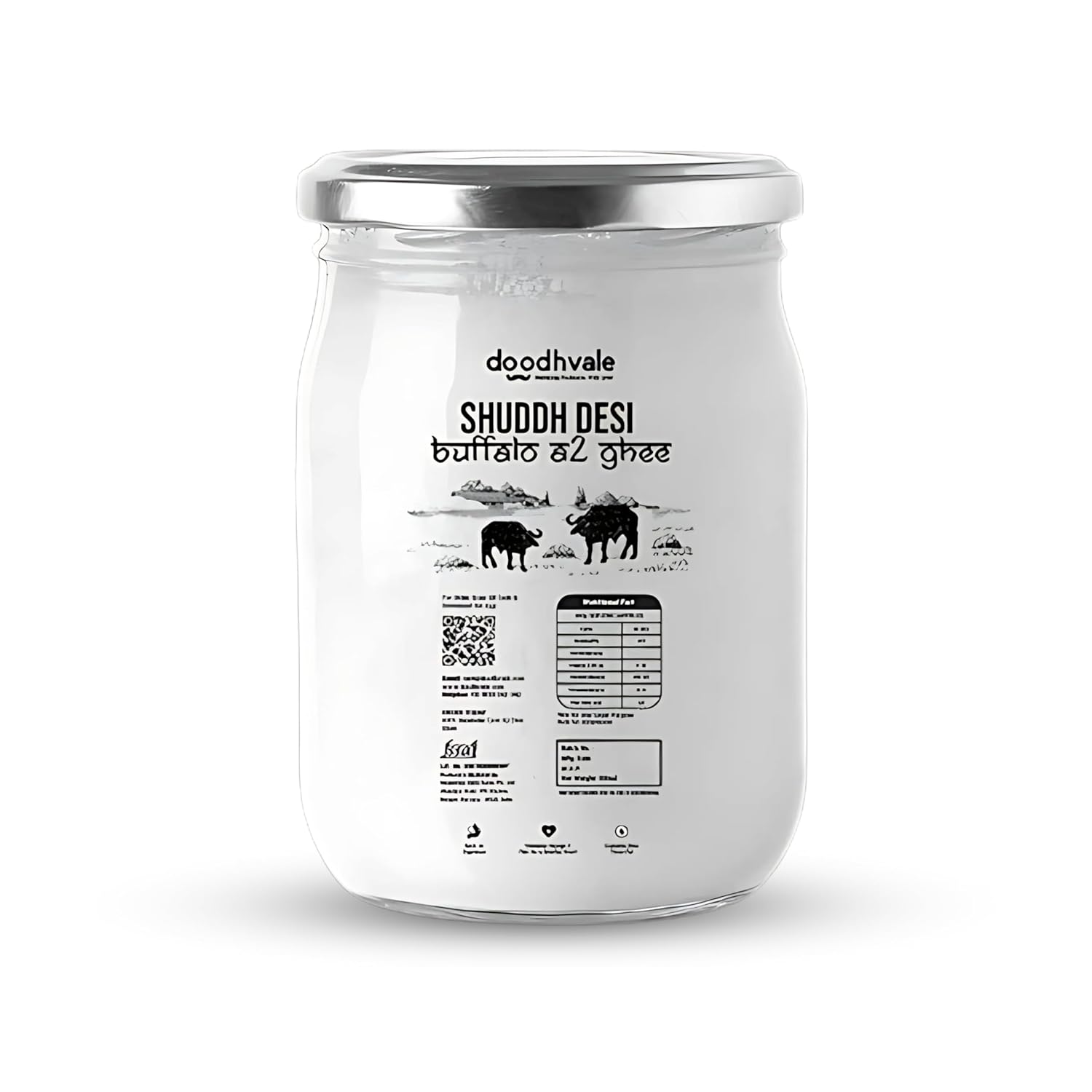 Premium A2 Buffalo Desi Ghee By Doodhvale.Com | Natural & Healthy Traditional Bilona Method, Pure Danedar Ghee Good For Cooking | (900ml) 30.4 Ounce | Jar Pack
