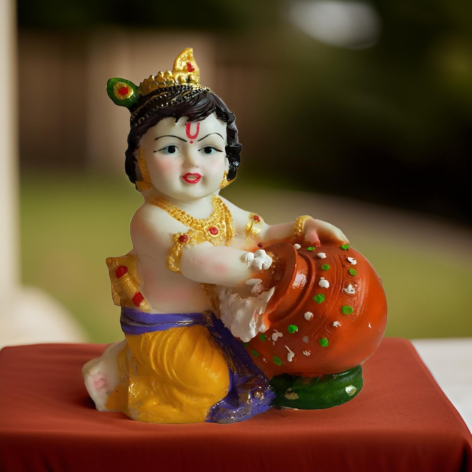 Makhan Chor, Laddu Gopal Ji, Bal Gopal Statue, Resin, Multicolor, All Festivals, Special Occasions Like Janmashtami, Lord Krishna Idol, Handmade Baby Krishna Statue
