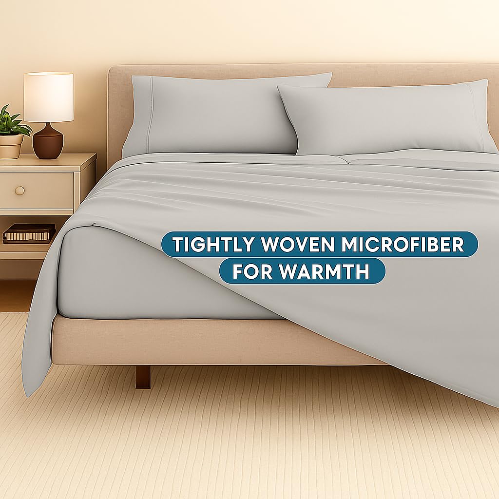 Microfiber Double Bedsheets With 2 Pillow Cover - 90 X 100 Inches, Light Grey | Good Or Home, Hotel, Villa, Resort & Guest House | Wrinkle Free Luxury
