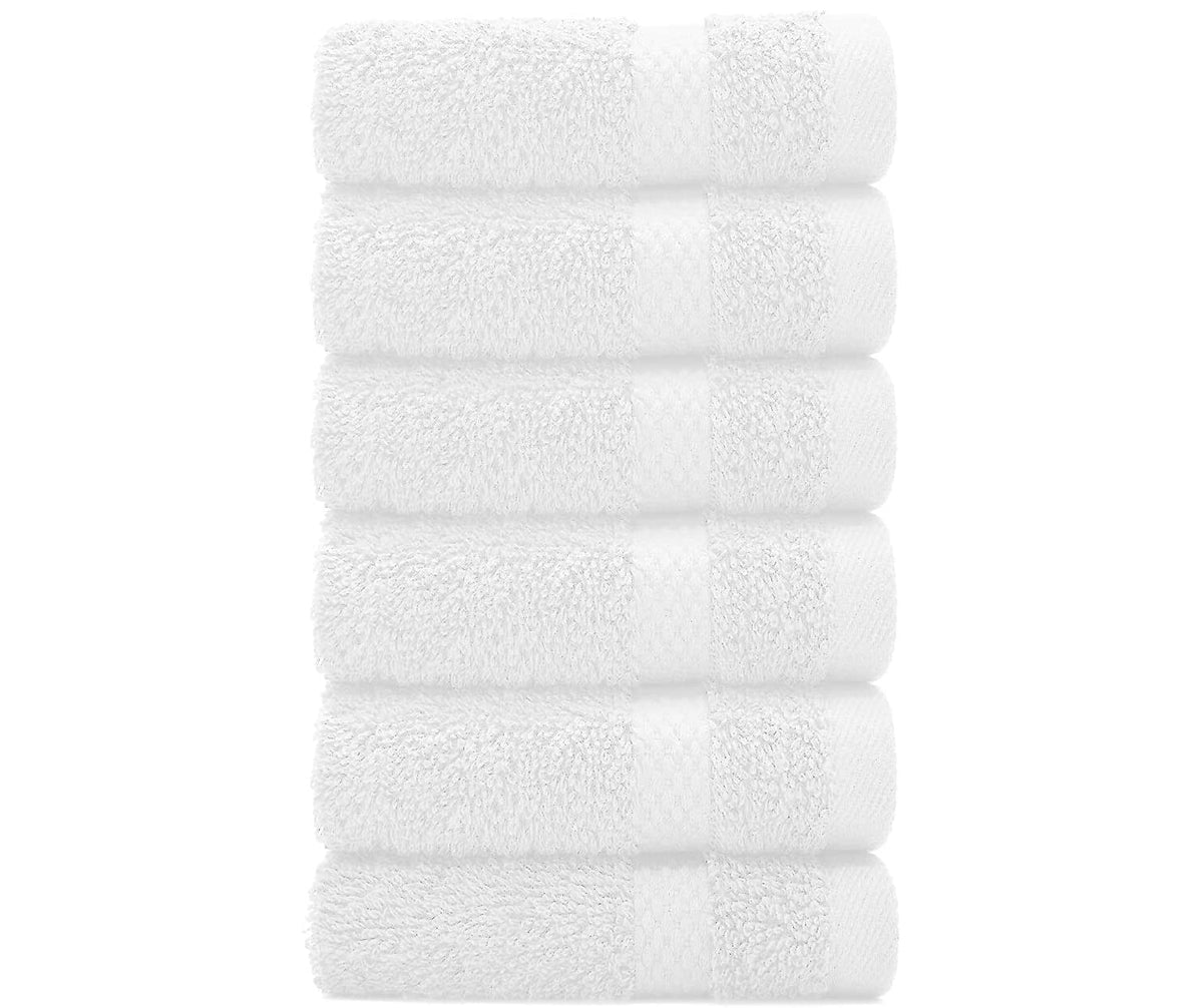 Ksc Shop Premium Luxury Cotton Face Towel 900 Gsm | Ultra Soft Highly Absorbent Face Towel (White) - Pack Of 6