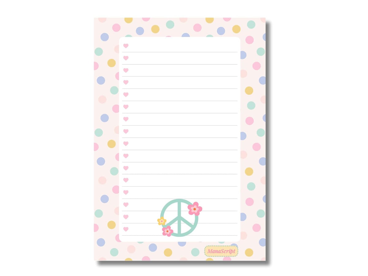 A5 Notes/To Do List Notepad, Beautiful Checklist Pad, Tear-Off Sheets (Peace) Pack Of 1
