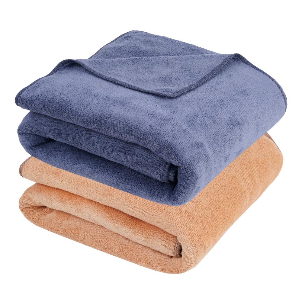 Fezora Microfiber Bath Towel 400 Gsm | For Men & Women Soft & Absorbent Weft Knitting Towels | Quick Dry Large Size Towel (Dark Grey & Beige) - 2 Piece