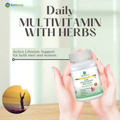 Bestsource Daily Mulivitamin With Herbs For Men & Women, Antioxidant & Digestive Herbs For Active Lifestyle Support | 60 Capsules