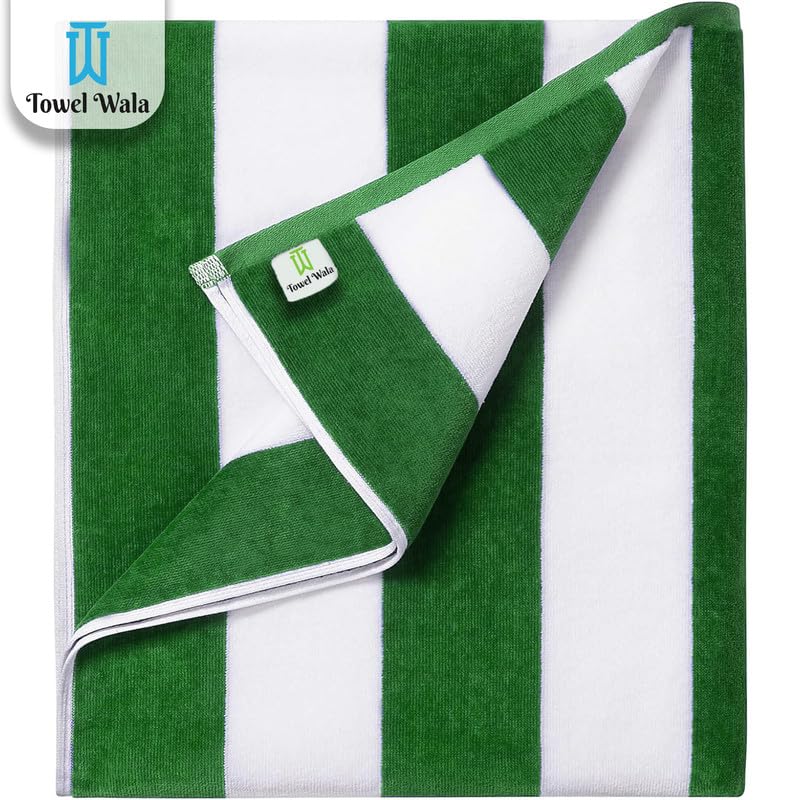Towel Wala Striped Soft Turkish Cotton Large Bath Towel 450 Gsm | For Men & Women, Hotel Pool Towel (Pack Of 2)